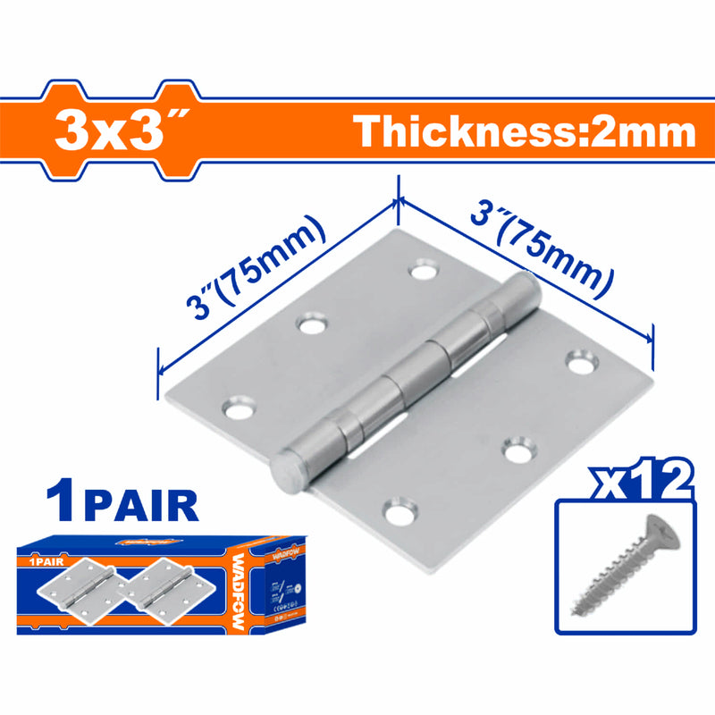 Bisagras de 3x3" Galvanizado. Para puertas. Espesor:2mm. Incluye Tornillos.2 piezas/par.