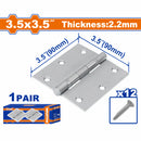 Bisagras de 3.5x3.5" Galvanizado. Para puertas. Espesor:2mm. Incluye Tornillos.2 piezas/par.