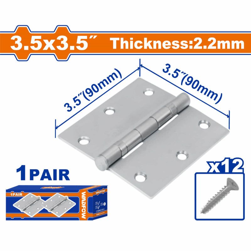 Bisagras de 3.5x3.5" Galvanizado. Para puertas. Espesor:2mm. Incluye Tornillos.2 piezas/par.