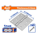 Bisagras de 4x4" Galvanizado. Para puertas. Espesor:2.5mm. Incluye Tornillos.2 piezas/par.