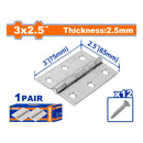 Bisagras de 3x2.5" Galvanizado. Para puertas. Espesor:2.5mm. Incluye Tornillos.2 piezas/par.