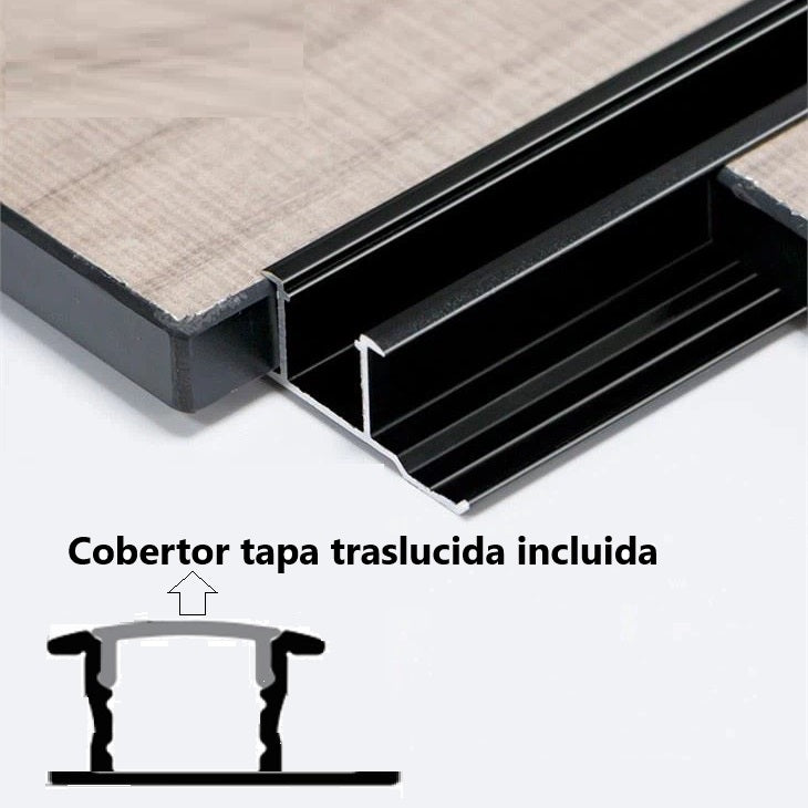 Perfil LED U moldura con cobertor (Led no incluido) para panel 8 mm 3m long Negro