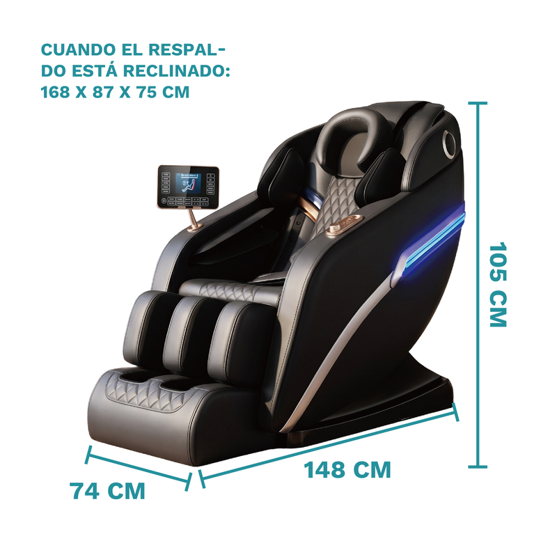Silla Masajeadora Eléctrica 110V Sofá De Masajes Relajación Shiatsu Y Gravedad Cero. Sillon Con Pantalla De Control Y Bocina Bluetooth. Masajea Todo El Cuerpo. Butaca.