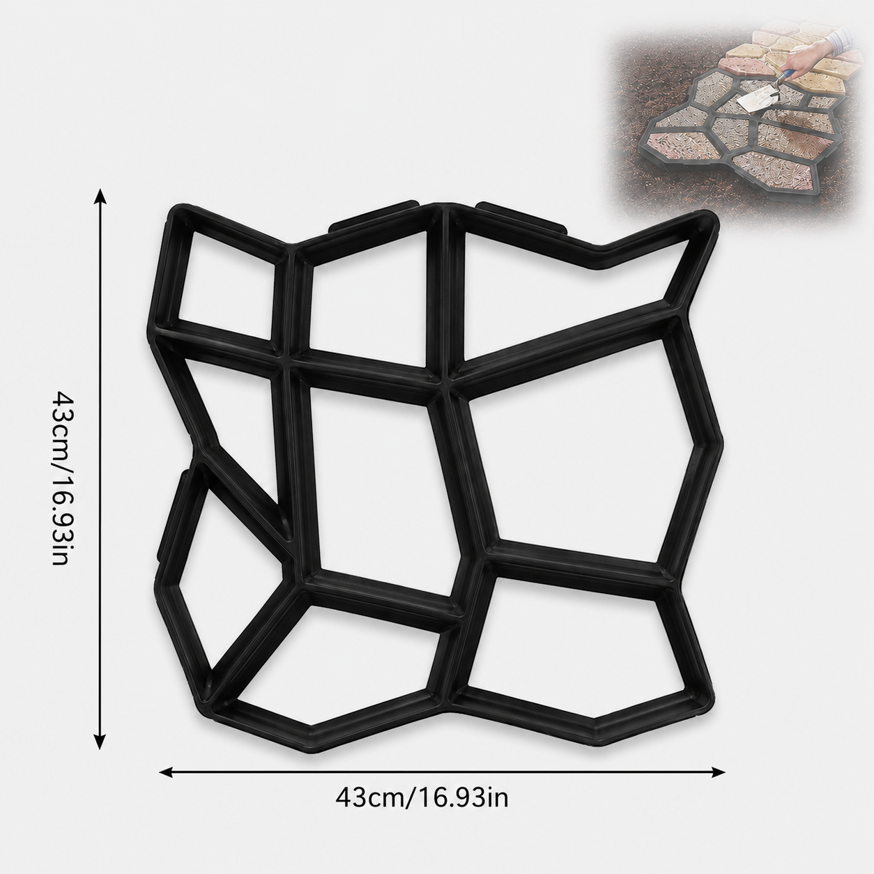 Molde Cemento Para Veredas De Piedra Irregular. Pavimento. Plantilla Para Concreto Tipo "A" 43X43 Cm