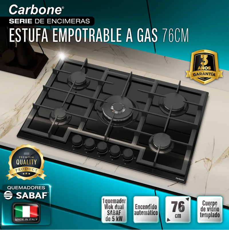 Combo Empotrables Cocina Carbone Campana 60cm + Estufa 76cm + Horno 60 cm ( Solo online ) (No aplica tienda Fisica) Envio gratis a todo el pais
