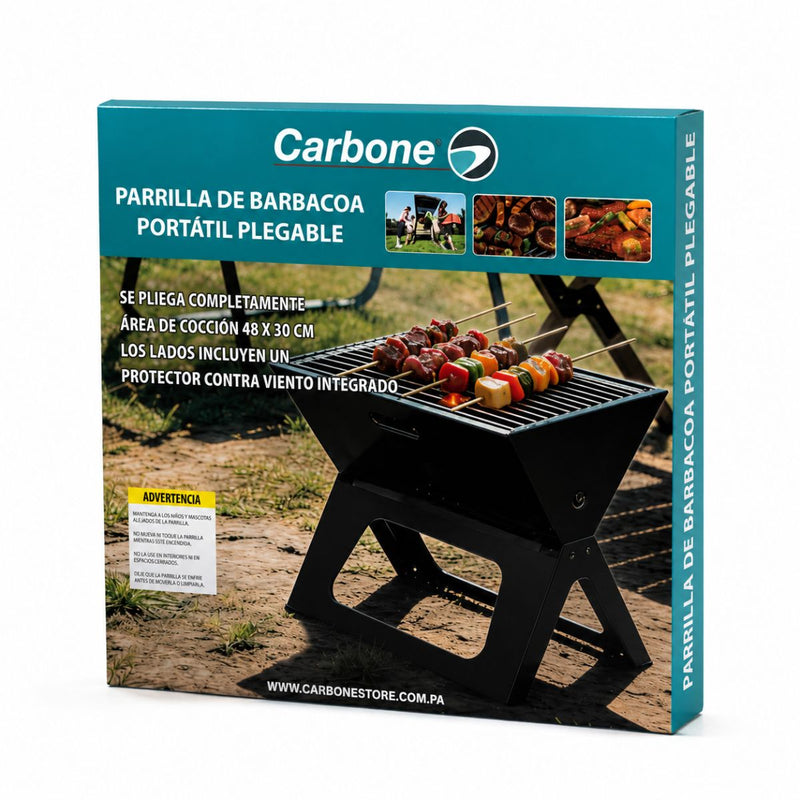 Parrillera Portátil De Carbón 46X30x40cm Plegable Hierro Con Estante Inferior. Asador De Carbón