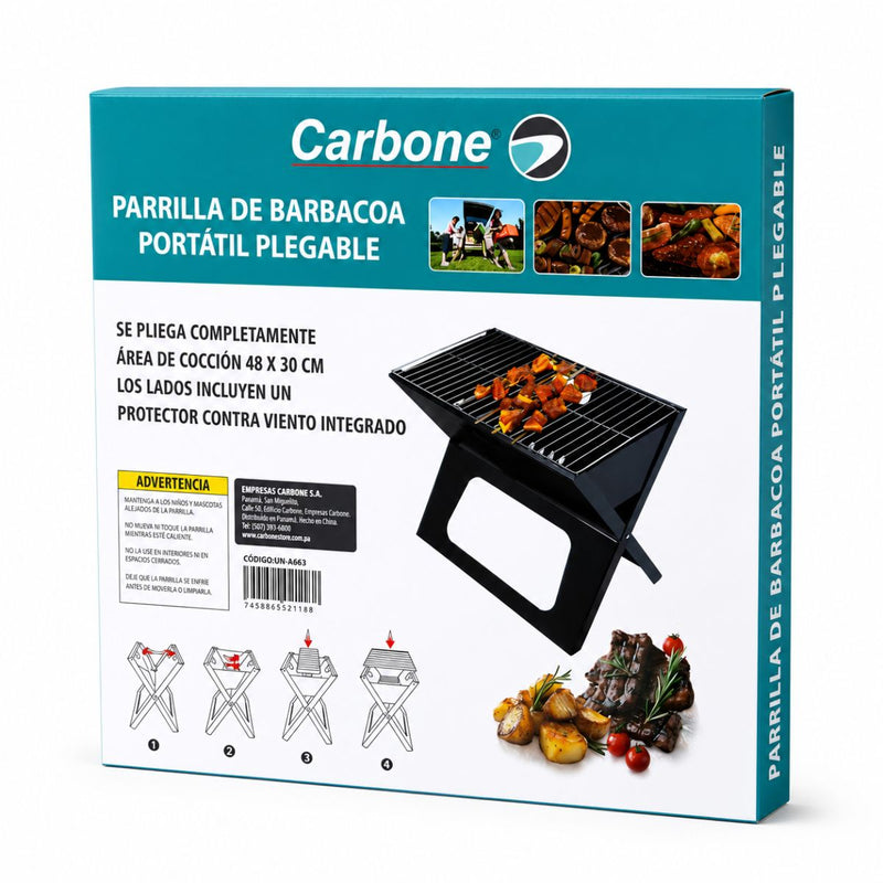 Parrillera Portátil De Carbón 46X30x40cm Plegable Hierro Con Estante Inferior. Asador De Carbón