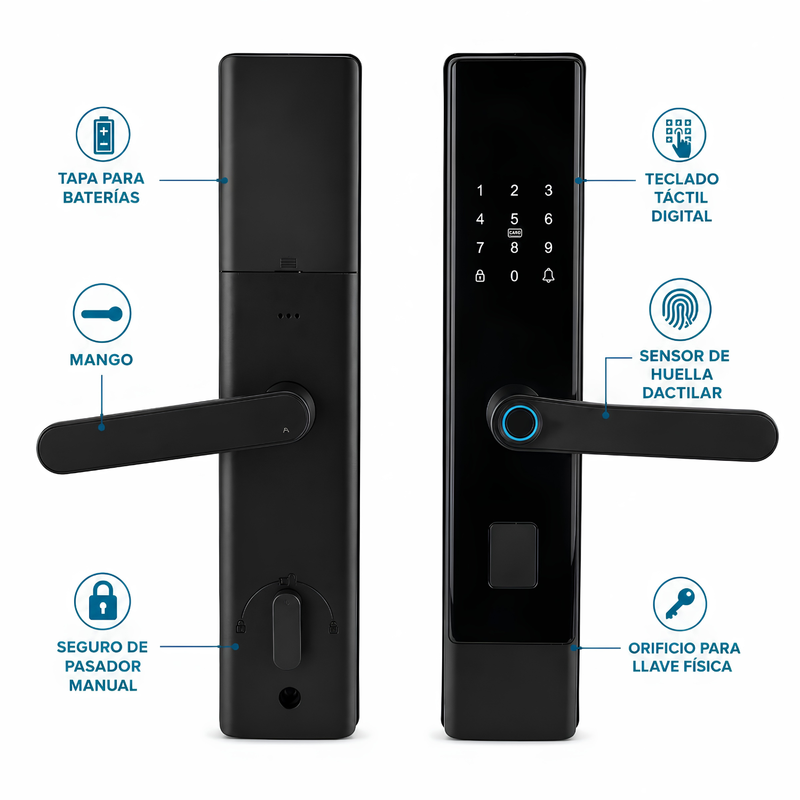 Cerradura Inteligente Digital Cerrojo Smart Lock 5 En 1 Llave Huella Contraseña App Fácil De Instalar