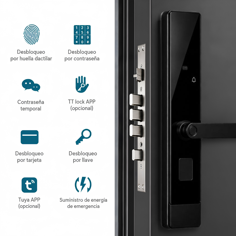 Cerradura Inteligente Digital Cerrojo Smart Lock 5 En 1 Llave Huella Contraseña App Fácil De Instalar