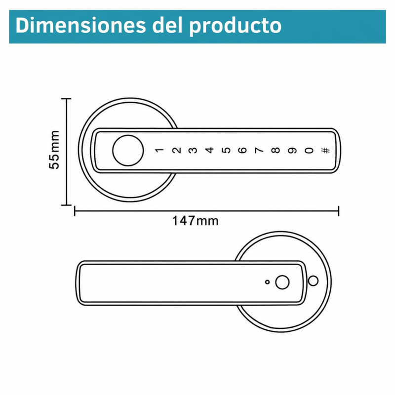 Cerradura Inteligente Manija De Puerta Cerrojo Smart Lock 5 En 1 Llave Huella Tarjeta Contraseña Tuya App Fácil De Instalar