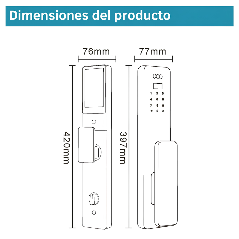 Cerradura De Puerta Inteligente Con Reconocimiento Facial 3D Smart Lock De Seguridad 7 En 1 Video Huella Contraseña App Wifi Fácil De Instalar