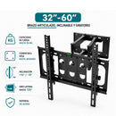 Soporte De Pared Para TV 32-60” Con Brazo Articulado Inclinable Y Giratorio Ajuste Vertical ±15° Y Giro Lateral Hasta 120°Compatible VESA Hasta 400X400