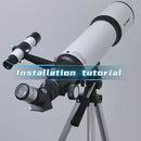 Telescopio Astronómico 80Mm Distancia Focal 600Mm De Alta Potencia Con Trípode Ajustable, Lentes 6Mm 10Mm 25Mm Y Barlow 3X, Pantalla HD Wifi Con  Filtro Solar Y Lunar
