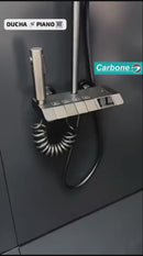 Ducha Inteligente Tipo Lluvia. Set De Regadera Y Ducha De Mano Con Pantalla Y Termostato Integrado. Color Gris Metalizado.