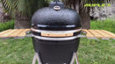 Parrilla Kamado Ahumador Cerámica 23.5” (51 Cm). BBQ Asador De Carbón Portátil Con Termómetro Barbacoa.