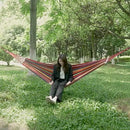 Hamaca De Tela Multicolor Con Barras De Madera (260X100cm). Ideal Para Camping Y Exterior. Incluye Accesorios.