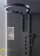 Ducha Negra Tipo Cascada Con Cabezal Anillo 40 Cm. Panel De Ducha De Acero Inoxidable Con Hidromasaje Y Mezclador Multifunción. Negra