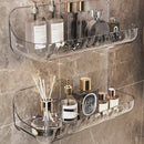 Repisa Multiuso Con Divisiones. Cesta Para Baño De Plástico Transparente. Caja Organizadora Con Separado 18 X 9.5 X 14 Cm. (Incluye Autoadhesivo)