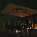 Sombrilla De Patio 3M Con Iluminación LED Integrada. Paraguas Para Jardin Exteriores Voladizo Con Doble Capa Superior. Color Crema.