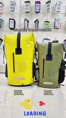 Mochila Impermeable Dry Bag Para Deportes Acuáticos. Bolso Waterproof De 35L Con Correas Acolchadas, Ventana Transparente Y Reflectivo. Verde (28X51cm)