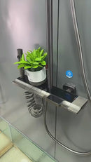 Ducha De Baño Moderna. Sistema De Regadera Con Rociador Tipo Lluvia Y Ducha De Mano Multifunción. Gris Metalizado