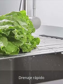 Escurridor Enrollable Para Fregador De Cocina (55×32.5Cm). Acero Inoxidable 304. Rejilla Plegable Multifuncional.