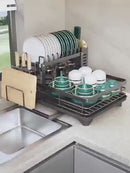 Escurridor De Platos. Color Negro. Seca Vajillas De 2 Niveles. 42.5 Cm Largo X 30 Ancho Por 23 Cm Alto