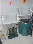 Repisa De Pared. Estante Flotante Adhesivo Con Figuras Decorativas. (Unidad) Tablilla Color Blanco. 31.5X12 Cm Para Baño O Cocina.