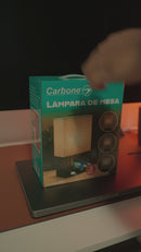 Lámpara De Mesa Multifuncional Con Puertos USB Y Tomas De Corriente 110V 60W. Luz Ajustable 3 Tonos Con Soporte Para Teléfono. Color Beige.