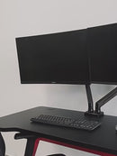 Soporte De Monitor Computadora Doble Con Rotación 360°. Brazo Ergonómico Para Pantallas De Hasta 32” Con Montaje De Escritorio. Ideal Para Oficina Y Gaming.