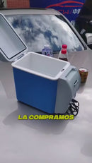 Mini Nevera Cooler Portátil 7.5L Para Auto. Hielera Para Carro12v. Función Frío 15°C Y Calor 60°C. Hielera Pequeña Color Azul. 31X17x31 Cm.