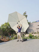 Sombrilla De Patio 2.7 Mts Lona Anti-UV Con Base Pesada De Agua. Paraguas Para Jardín Exteriores Voladizo Con Doble Capa Superior. Color Blanco.