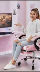 Silla Gamer Ergonómica Rosa. Silla De Oficina Con Respaldar Reclinable 135°. Cojines De Apoyo Y Reposabrazos Articulados.