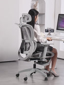 Silla De Oficina Ergonómica Y Gaming Con Soporte 3D Y Reclinación. Cómoda Silla De Computadora, Color Gris Para Escritorio.