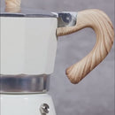 Cafetera Italiana Moka Pot Clásica De Aluminio Grado Alimenticio De 3 Tazas (150Ml) Con Asa Estilo Madera Resistente Al Calor. Greca, Percoladora. Color Negro.