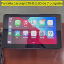 Monitor Táctil HD 7” Para Auto Con Cámara De Reversa, Bluetooth, Airplay Y Control Por Voz. Pantalla Portátil Para Vehículo Con Carplay Y Android Auto Inalámbrico