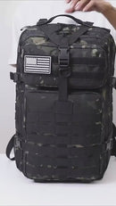 Mochila Táctica Militar De 45L. Backpack Con Sistema MOLLE. Bolso Impermeable Y Resistente. Color Negro Camuflaje.