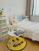 Mesa Auxiliar Redonda. Color Blanco Cálido 50X40cm. Patas De Madera.