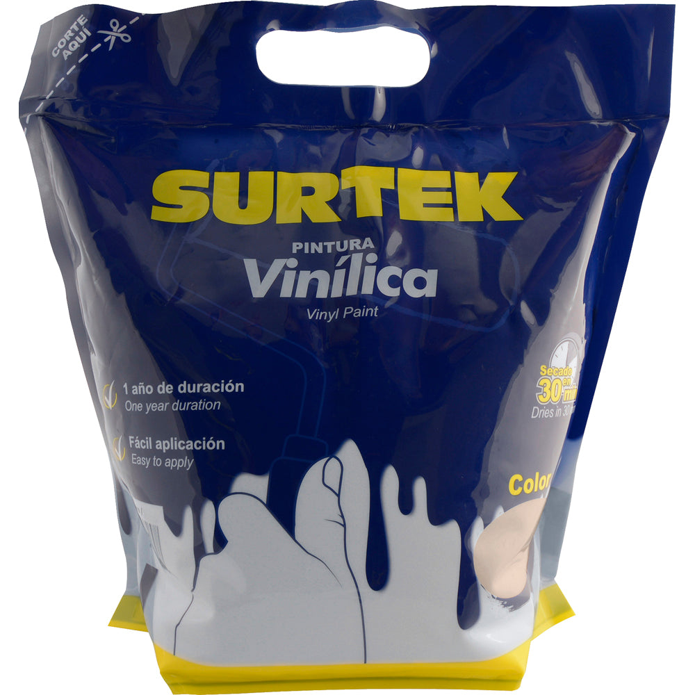 Surtek Pintura vinílica en bolsa , 3.7 Litros , Crema