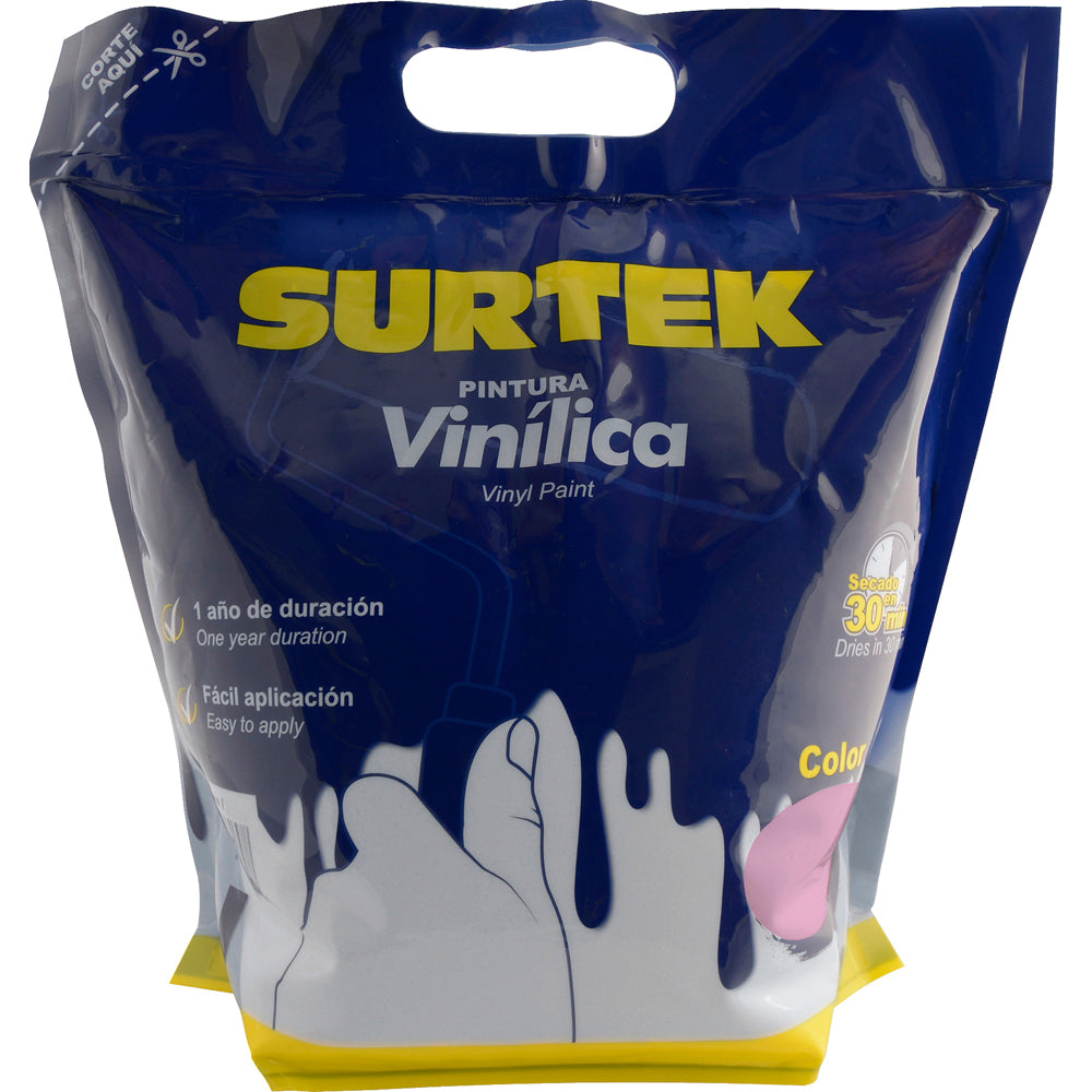 Surtek Pintura vinílica en bolsa , 3.7 Litros , Rosa