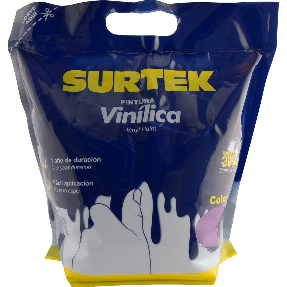 Surtek Pintura vinílica en bolsa , 3.7 Litros , Lila