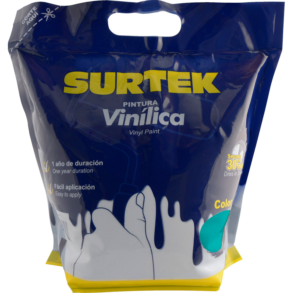 Surtek Pintura vinílica en bolsa , 3.7 Litros , Turquesa