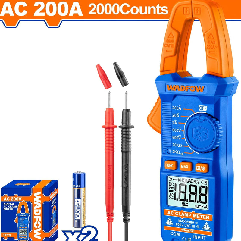 Medidor de abrazadera. Pinza amperimétrica AC 200A 2000 Dígitos.