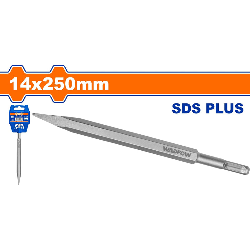 Cincel SDS Plus de punta 14x250mm. Cromo-Vanadio. Superficie arenada.