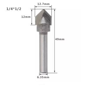 Punta de router V 90 grados 1/4*1/2". Vastago de 1/4"