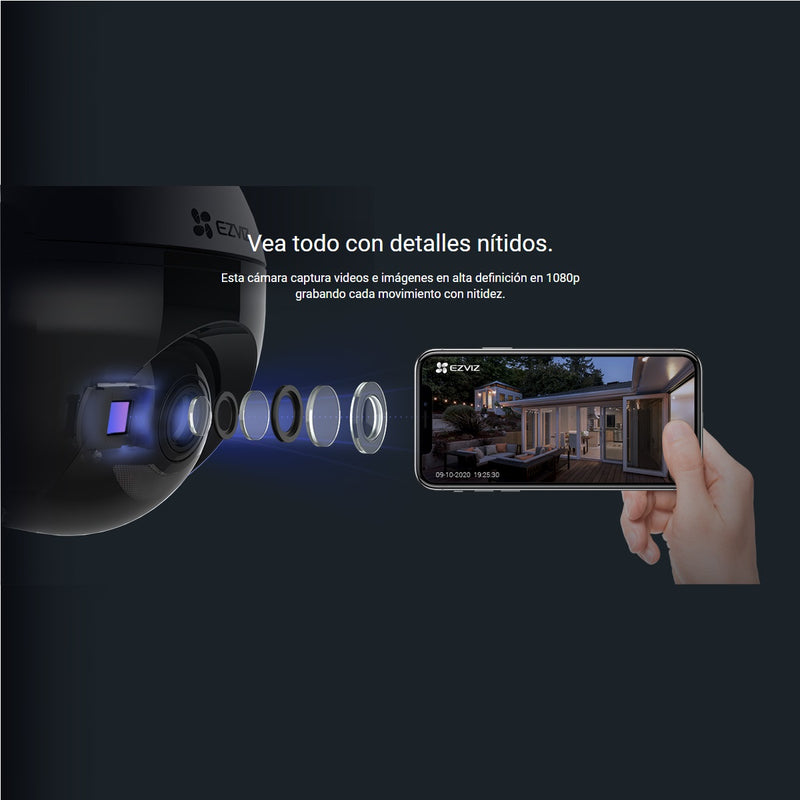 Cámara de seguridad inteligente 360° para exteriores, con Wifi. 2MP 1080p. EZVIZ