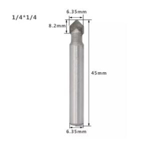 Punta de router V 90 grados 1/4*1/4. Vastago de 1/4"