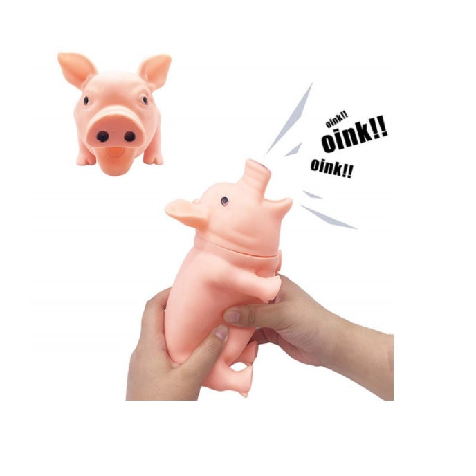 Juguete para mascota cerdo de goma con sonido.