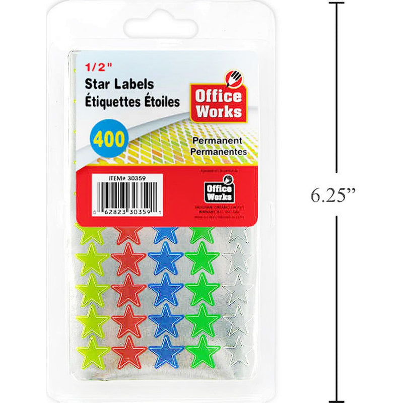 Etiquetas de estrella de color de 1/2 ", 400 piezas