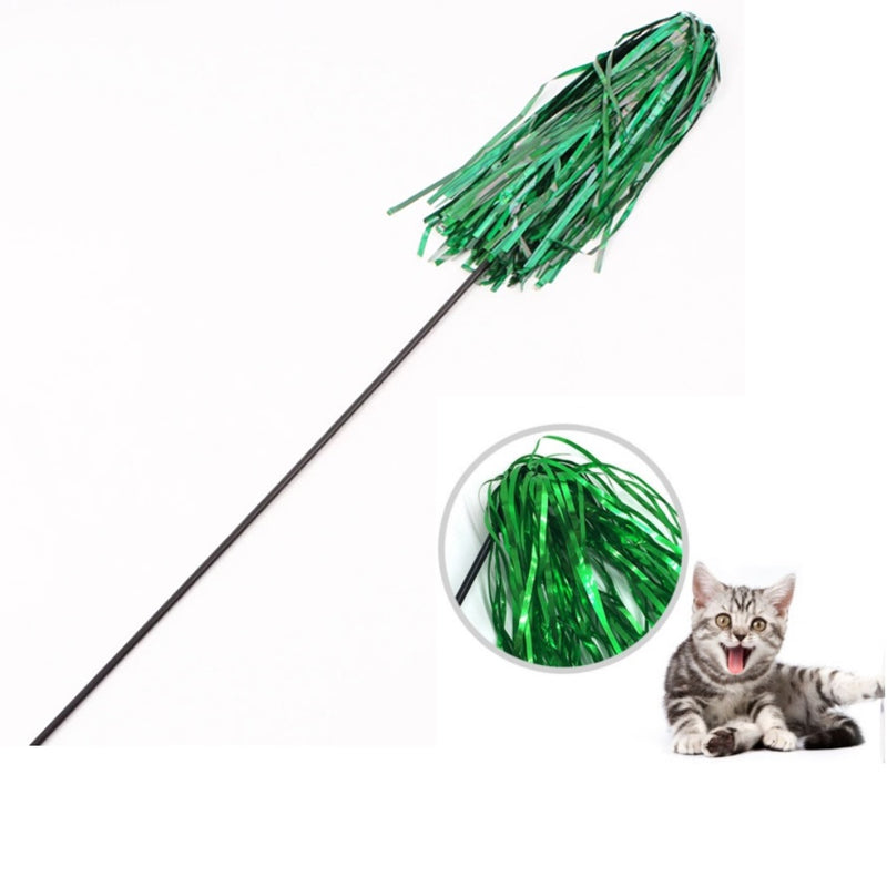 Juguete para Gato varita con cintas. Color Verde Tamaño 50cm